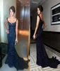 Kate Richie Navy Blue Sequin Robes de soirée Célébrités robes de sirène scoop décolleté sans dos sexy robe robe de bal robes de bal 7181316