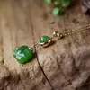 Подвесные ожерелья оптом зеленый натуральный камень лотос DIY Cheape Collece Lucky for Women Girl Simple Fashion Jewelry