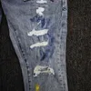 Herren Jeans Purple High Street Lack verblasste Indigo Reparatur niedriger Aufstieg Dünn Zerstörer Wäsche Tropfen Fabrikpreis