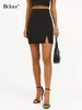 Spódnice bclout eleganckie elastyczne czarne kobiety 2024 Modna biuro Lady Slit Sexy Mini Summer Solid Slim Party