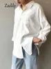 Blouses des femmes Zadily 2024 Spring Office Lady Femme Blanche Basique Bouton minimaliste Up Work Loose Loose Blouse Blouse femme Vêtements Tops