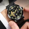 Wristwatches Tourbillon Hollow R Phase Mechanical Watch For Men Casual Waterproof Glow-in-the-dark Sports