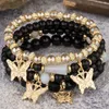 Strand diezi multicouche bohemian cristal perles bracelets femmes filles papillon charme élastique bracelet pulseira féminina