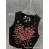 24 Spring/Summer New Heavy Industry Flower Butterfly Embroidered Knitted Short Tank Top