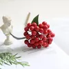 Декоративные цветы 1 шт. Искусственные ягодные фрукты короткая ветвь цветочная композиция искусственная пена ягоды Холли Цветочные растения Рождественская елка дом