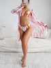 2024 bikini set da tre pezzi a maglie a maniche lunghe resort costume da bagno a molla calda