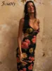 Casual jurken jusahy dames trend sexy patchwork maxi jurk halter backless spaghetti riem lange mesh middernacht feest outfit