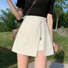 Korean Style Skirt with Shorts Women Summer Zipper Split Design White Mini Woman Fashion Simple AllMatch ALine Skirts 240416