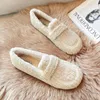 Casual Shoes Women's Flat Plush Winter Warm Snow Boots Fashion Brand Butterfly Design Office And Banquet Loafers Large Size 41-4