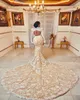 2024 Arabic Aso Ebi Plus Size Illusion Mermaid Wedding Dress Lace Backless Luxurious Bridal Gowns Dresses ZJ022