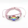 Bangle Accessories LGBT Gay Pride Theme Dome Glass Pink Lederen Bracelet Handgemaakt sieraden Gift