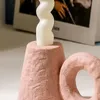 Titulares de vela criativos de estilo retrô de cerâmica Candlagem e arcanha -artesanal Candlestick