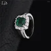Cluster anneaux mystérieux cristal autrichien vert carré mystérieux pour femmes -Silvery-Jewelry Bright Zircon Bijoux Femme DD188