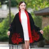 Scarves Brand Winter Scarf Women Female Wool Black Red With Sleeve Cashmere Coat Cloak Thickening Double Sided Air Dual-purpose Shawl