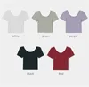 Women's T Shirts LMQ Women Clothing Crop Top Short Sleeve T-shirts Summer Square Neck Tees Casues Slim Solid Basic Y2K Fashion Streetwear