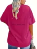 Kvinnors t-shirt plus storlek kvinnor vår/sommar enkel och fashionabla grundvariation polyester fiber elastisk fast färg kortärmad t-shirt. H240416