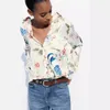 Bluzki damskie inspirowane boho kwiatową satynową koszulę Satin Buttons Down Streetwear Spring Summer Casual Women Tops