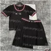 Двухклассные вязаные женские джемперы топ -юбки Set Set Luxury Designer Letters Contrast Color Tees плиссированные юбки элегантная повседневная otfdn