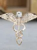Brosches Funmor Crystal Rhinestone Wing Snake Shape Corsage Double Animal Style Badge Hijab Pins