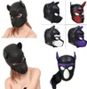 Helt ny latex rollspel hundmask cosplay full huvudmask med öron vadderad gummi valp cosplay party mask 10 färger mujer9523546