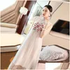 Vêtements ethniques 2023 Robe d'été chinoise broderie Cheongsam Femmes Qipao Chine Robes de style oriental Suit Fairy Classic Two Piece D DHNCM