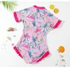 Swimsuit Girls Kids Swimming Costume Pink All In One Piece Children Print Bathing Suit for Lessons Beach Wear Swimwear Pool Days 240416