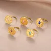 Anillos de clúster arroz arroz grano luna lunar joyería de acero inoxidable de acero oval de color oro anillo adecuado para mujeres moda