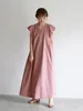 캐주얼 드레스 가가리치 여자 드레스 일본 스타일 한국 여름 v- 넥 플라잉 슬리브 느슨한 얇은 단순 기질 단단