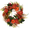 Decorative Flowers Door Hanging Wreath Leaf Artificial Maple Pumpkin Fall Garland