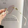 Solglasögon kvinnor trendiga diamantklippta läsglasögon blå ljus blockering gradient långt synglasögon unisex kvinnlig retro rimless glasögon y240416