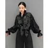 Women's Blouses Vefadisa 2024 Spring/Summer Long Sleeved Shirt With Diamond Tailed Mid Length Top Youth Loose Wear WXY091