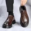 Casual Shoes Fashion Spring Men Leather Flats British Style Breathable Male Formal Round Toe Thick Bottom Business Man