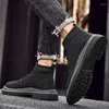 Botas 2024 marca de invierno de invierno tela otoño tendencia británica zapatos de hombres retro tope de cuero casual hombres