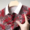 Camicie casual maschile Stampa di seta ghiacciata di alta qualità 2024 Fiori di moda estiva stampata top corta abito cool liscio