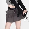 Gidyq Faldas de mezclilla de mujeres de la cintura alta Posquyas de moda Mini Cargo Falda Femenina Multi Pocket Jeans 240416