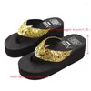 Pantofole tacchi a cuneo infrasoli da donna sandali da spiaggia sandali morbidi slittati con piattaforma spesse donne donne estate bling bling slides