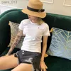 T-shirts pour hommes T-shirt Summer T-shirt T-shirt femme Vêtements Coton Coton Slim Femelle Crop top Crop Top Tee Sexy Sky Skinny Y2K YQ240328