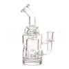 Pentola portatile per fumo da 7,5 pollici trasparente gorgogruppo di vetro riciclar olio bong tamponata pipa dell'acqua in vetro con tazza di vetro con banger di quarzo da 14 mm