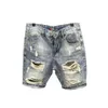 Männer gerade lose koreanische Mode -Denim -kurze Hosenlöcher Sommer Fünf -Stück -Jeans Shorts 240412