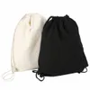 Canvas påse axlar dragsko buntfickor Anpassad butik Student ryggsäck väska Cott Pouch för gymmet resande förvaringsväska 81ce#