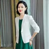 Werk jurken van hoge kwaliteit dames blazer en kleding Koreaanse kralen mode elegante zakelijke slijtage witte zwart groen formele vrouwelijke kleding
