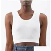 Réservoirs pour femmes Camis ANAGRAM-EMBROIDED COTTON-BLEND TOB TOP Shorts Designer T-shirts Yoga Suit Tricoted Fitness Sports Bra Mini Femme OTXE7