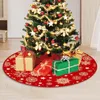 Christmas Decorations 35.4inch Xmas Tree Skirt Snowflake Pattern Bottom Decor Mat Decoration Merry Decoaration
