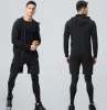 Conjunta Mens Sports Compression Baselayer Conjunto Executando as calças de treino de mangas compridas Treinando roupas de tracks de trajes pretos