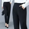 Bureau du pantalon féminin Travail avec Pocket Black Beige Pant Elegant Elegant Ladies Suits Fashion Casual Casual Slim