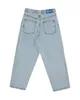 Jeans de folga azul retro para homens Hip Hop Brands Big Boy Borderyer Pants Denim