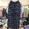 Etekler 2024 Faldas Mujer de Moda Plealed Kadınların Yüksek Bel A-Line Gevşek Saia Vintage Kore Jupe Moda Baskı Etek