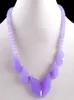 Whole Purple Lavender Jade Beads Leaves White Gold Plated Clasp Necklace50000962933984