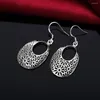 Dangle Earrings Grace 925 Sterling Silver Carved Oval For Women Retro Classic Jewelry Fashion Party Wedding Holiday Gifts