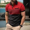 Men's Casual Shirts Mens Summer New Short-Sleeved Polo Shirt Office Fashion Rowan Collar T-Shirt Breathable Polo-Shirt Clothing 24416